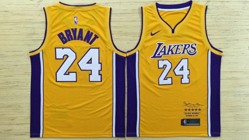 Men Los Angeles Lakers 24 Bryant Yellow Game Nike NBA Jerseys